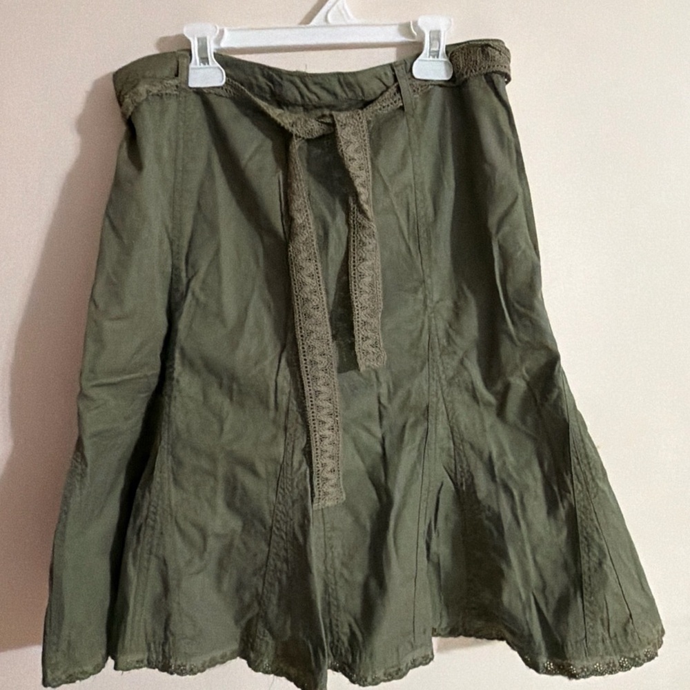 French Cuff A-Line Skirt in Olive size 12